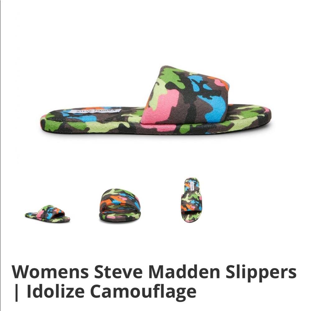 NIB stevemadden camo idolize slide slippers